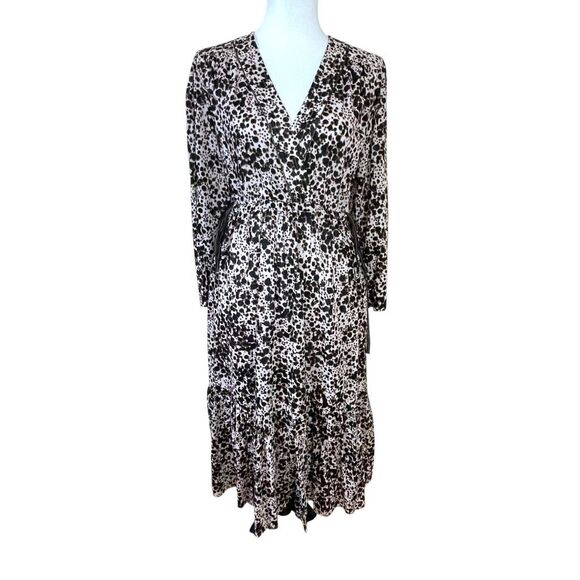Xirena Leighton Animal Print Midi Slit V Neck Brown Dress Size Small - Picture 1 of 12
